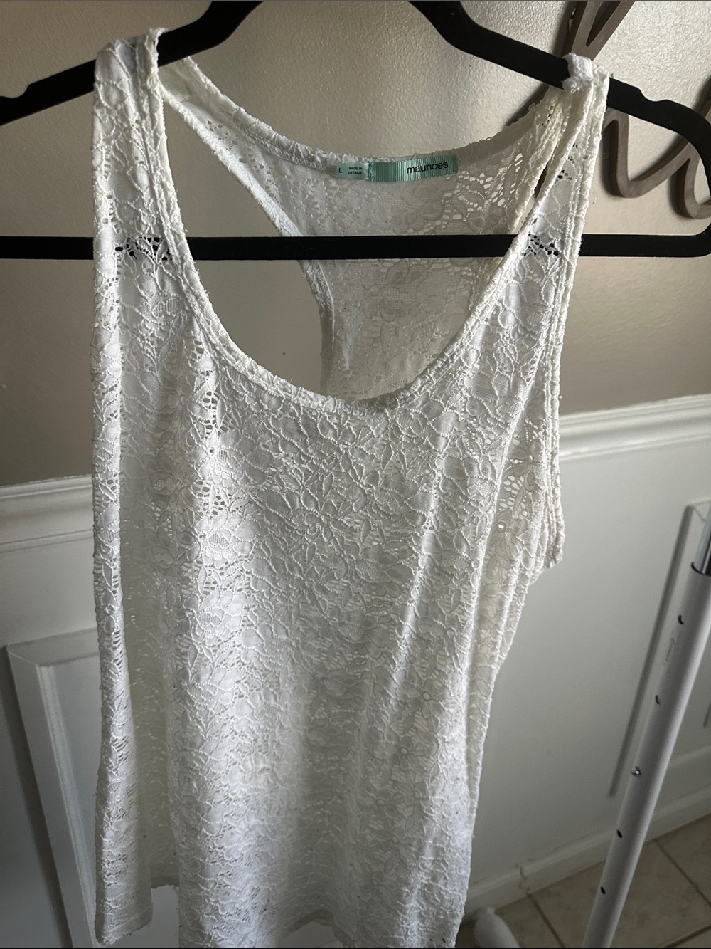 Maurices White Lace Racerback Tank